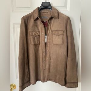 John Varvatos Izzy Leather Shirt - Earth Brown Size 44